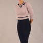 Cherie Sleeved Contrast Bow Neck Pencil Dress 