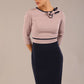 Cherie Sleeved Contrast Bow Neck Pencil Dress 