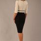 Cherie Sleeved Contrast Bow Neck Pencil Dress 