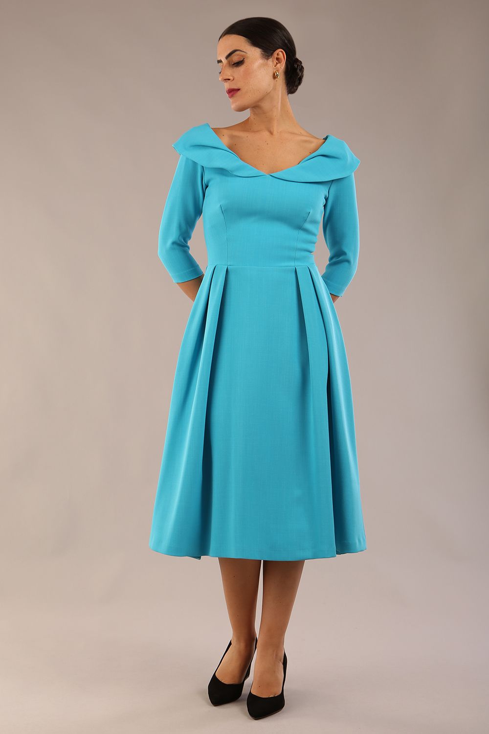Chesterton 3/4 Sleeve A-Line Dress 