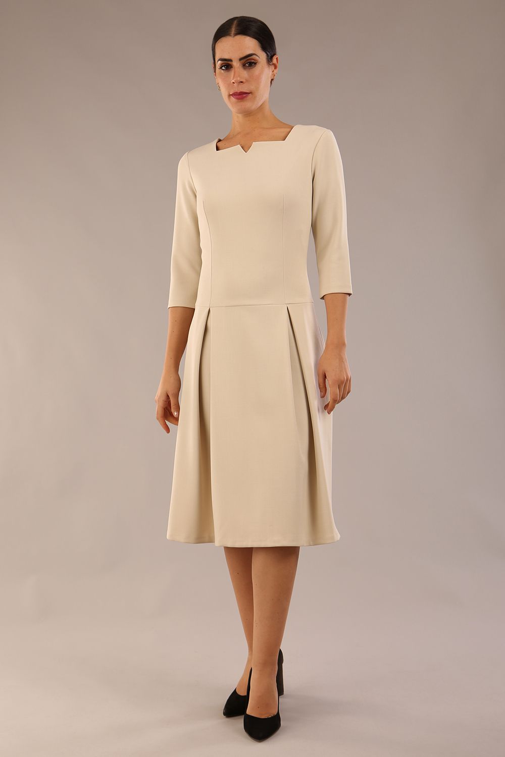 Cordelia Square Neck Pleated Midi A-line Dress – Diva Catwalk, image 16