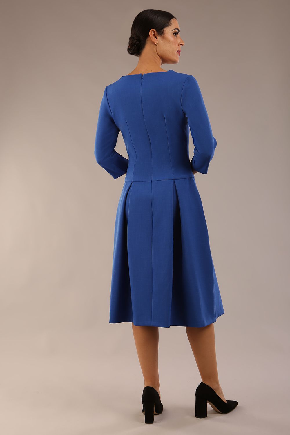 Cordelia Square Neck Pleated Midi A-line Dress – Diva Catwalk, image 25