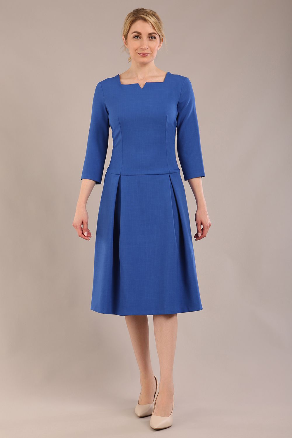 Cordelia Square Neck Pleated Midi A-line Dress – Diva Catwalk, image 24