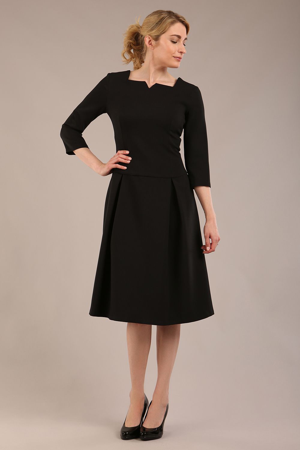 Cordelia Square Neck Pleated Midi A-line Dress – Diva Catwalk, image 20
