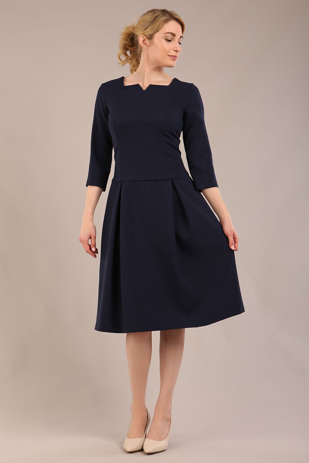 Cordelia Square Neck Pleated Midi A-line Dress – Diva Catwalk, image 30