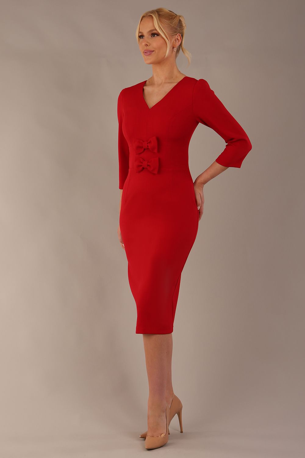 Corniche Double Bow Pencil Dress – Diva Catwalk, image 2