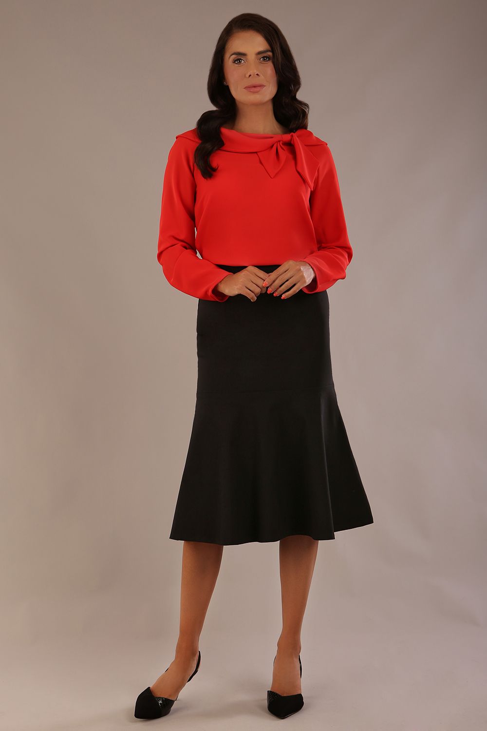 Cressida Bow Neck Long Sleeve Top 