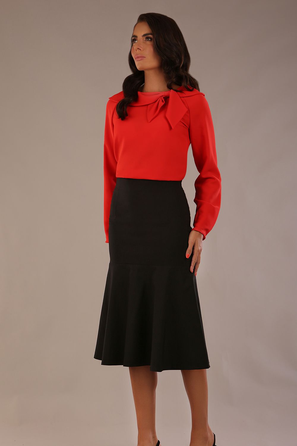 Cressida Bow Neck Long Sleeve Top 