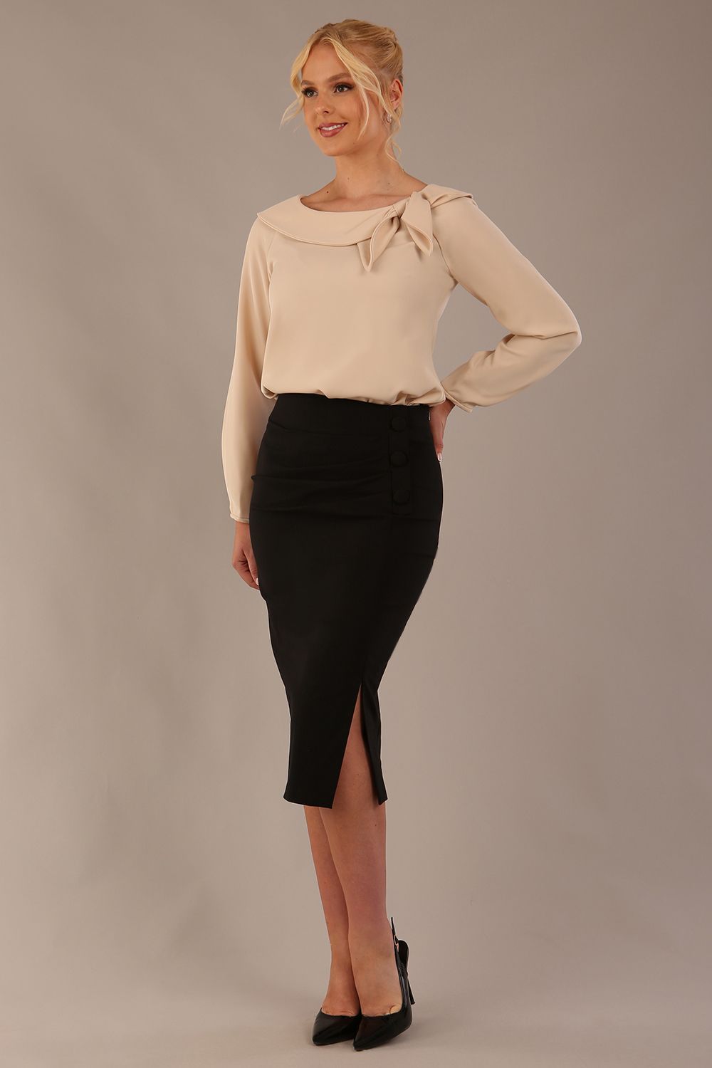 Cressida Bow Neck Long Sleeve Top 