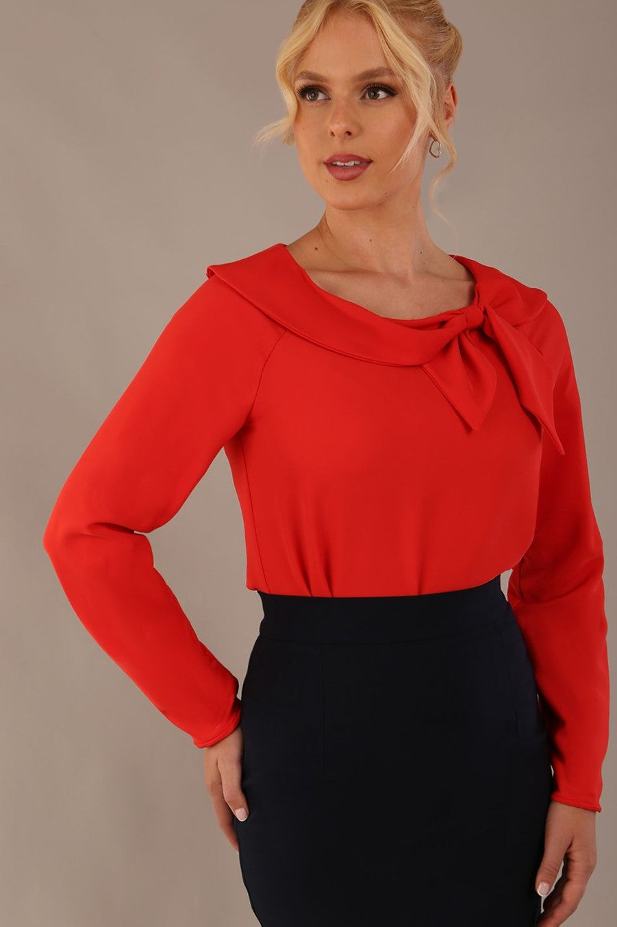 Cressida Bow Neck Long Sleeve Top