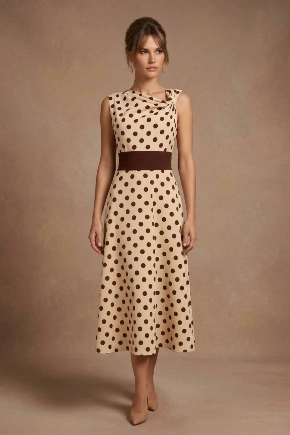 Suffolk Contrast Midriff Spot Dress – Diva Catwalk, image 3