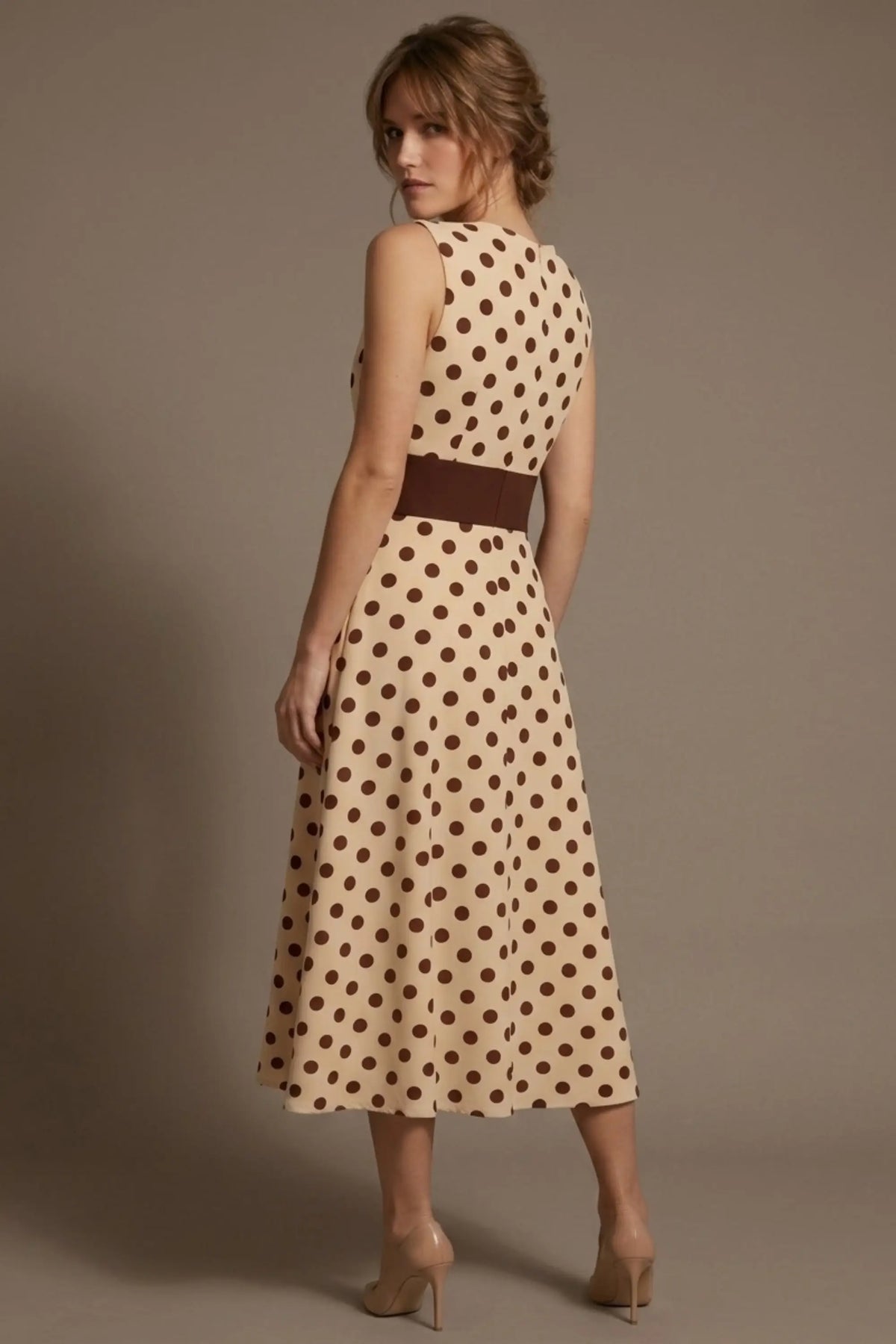 Suffolk Contrast Midriff Spot Dress – Diva Catwalk, image 2