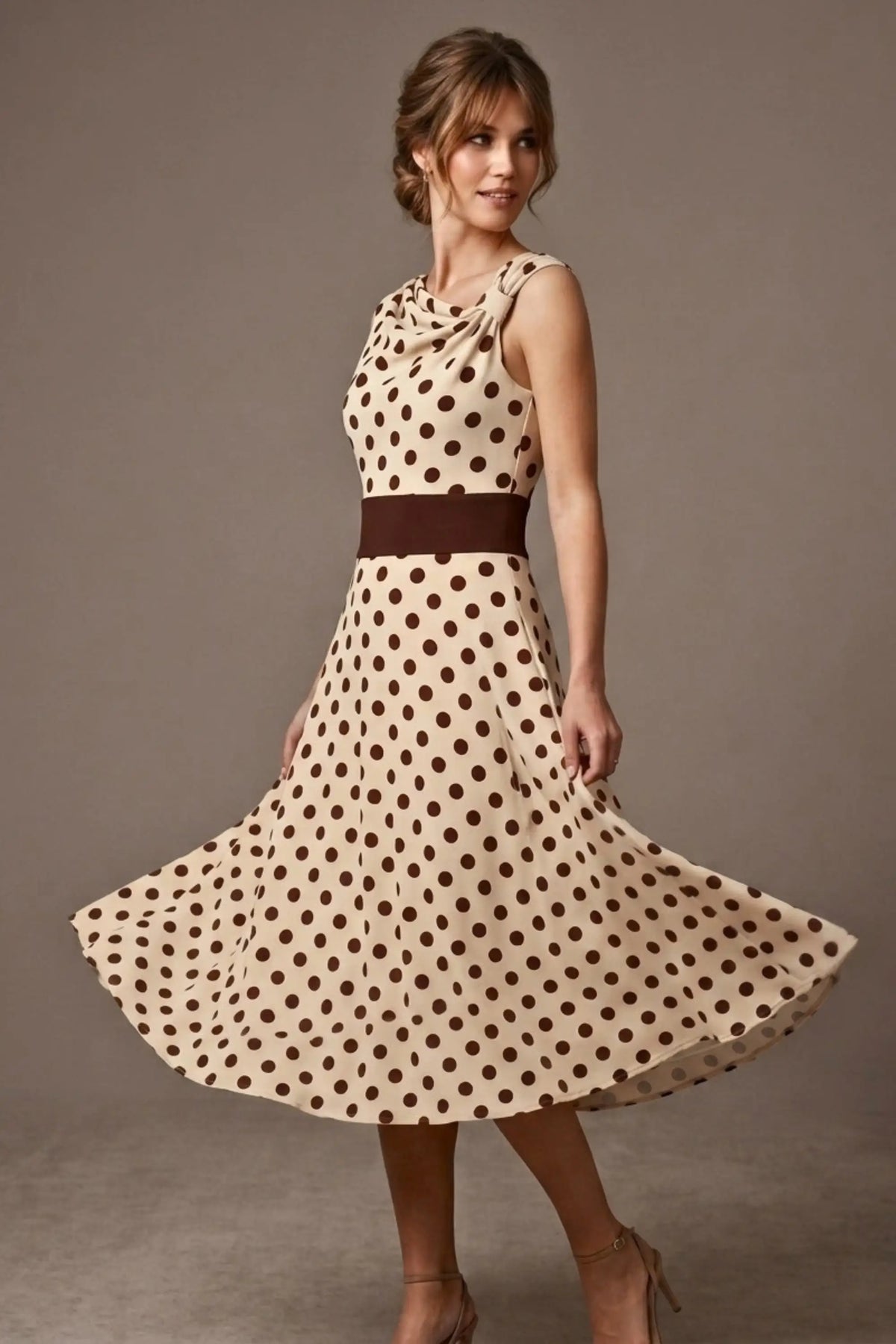 Suffolk Contrast Midriff Spot Dress – Diva Catwalk, image 4