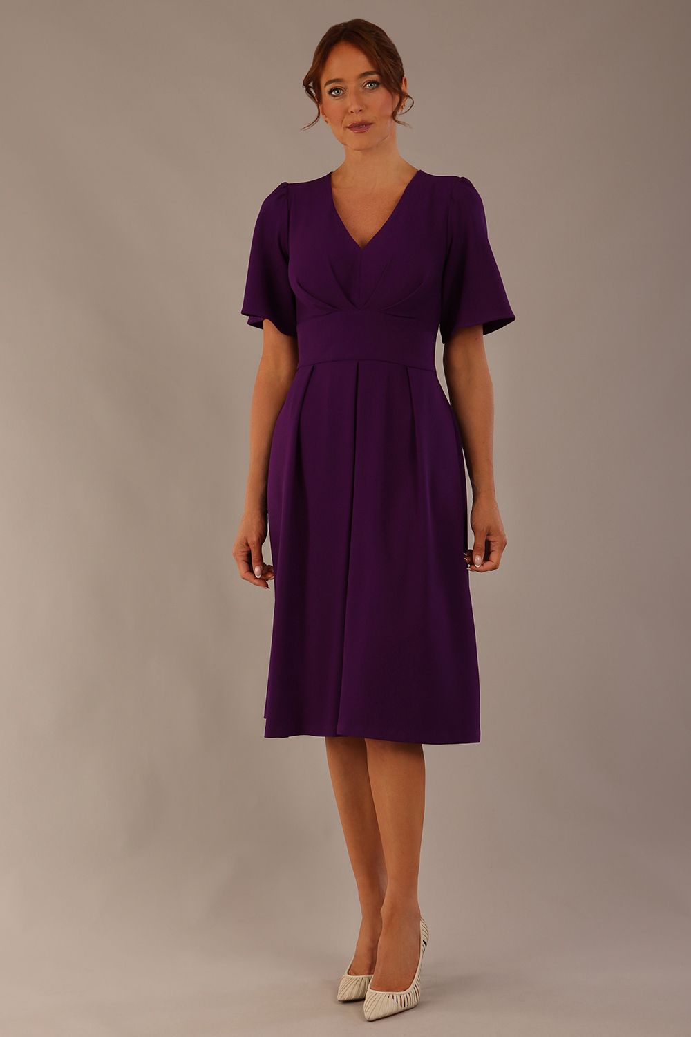 Dale Pleated A-Line Dress in Purple – Diva Catwalk, image 12