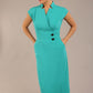 Derby Cap Sleeve Pencil Dress with Pockets 