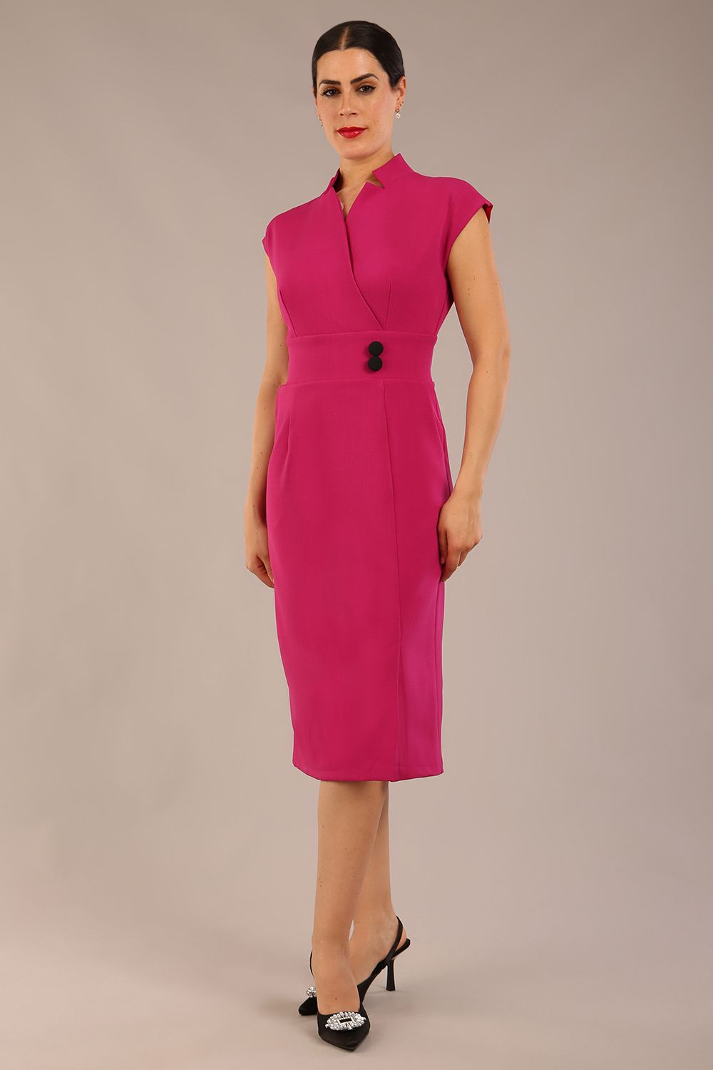 Derby Cap Sleeve Pencil Dress with Pockets – Diva Catwalk, image 12