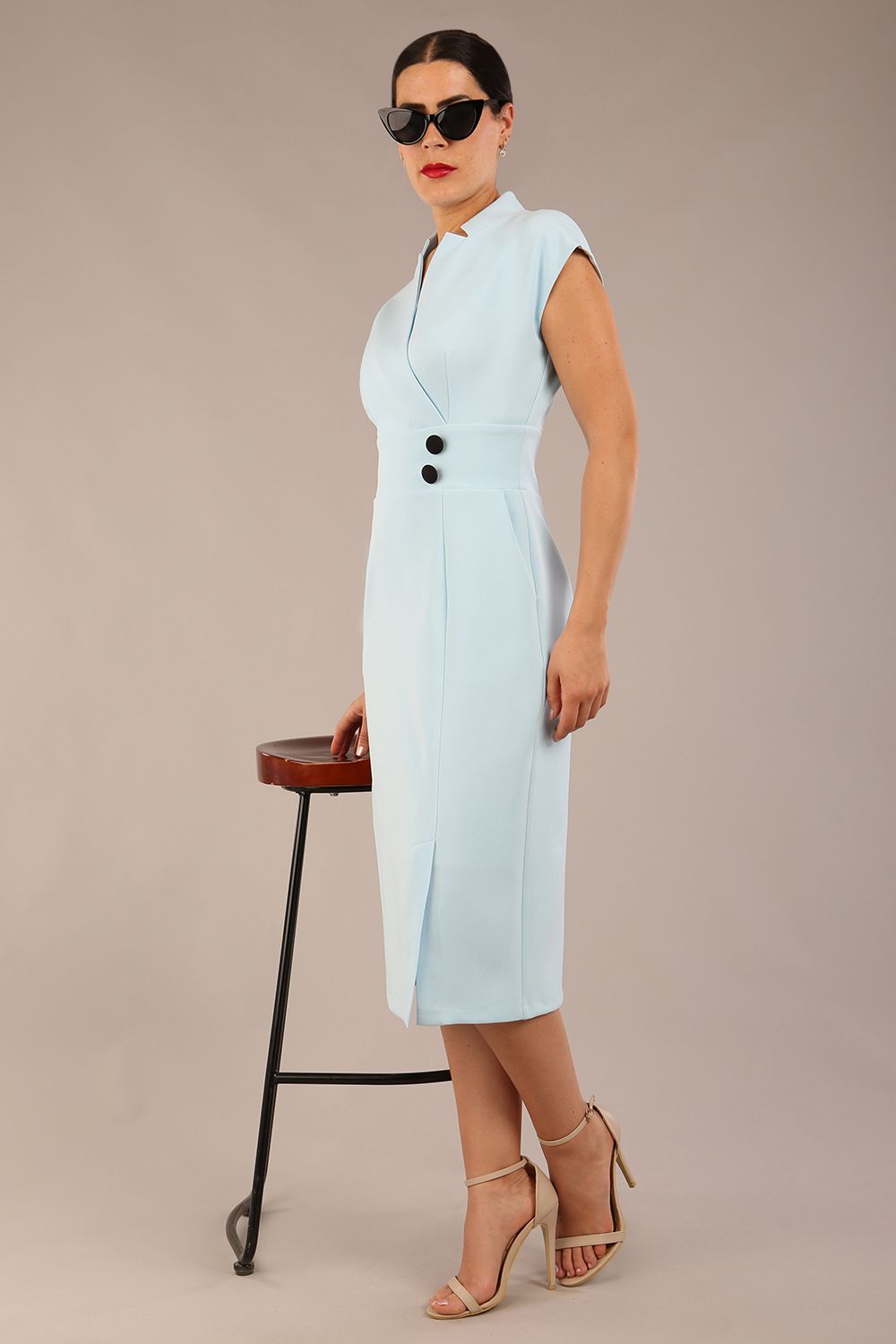 Derby Cap Sleeve Pencil Dress with Pockets 