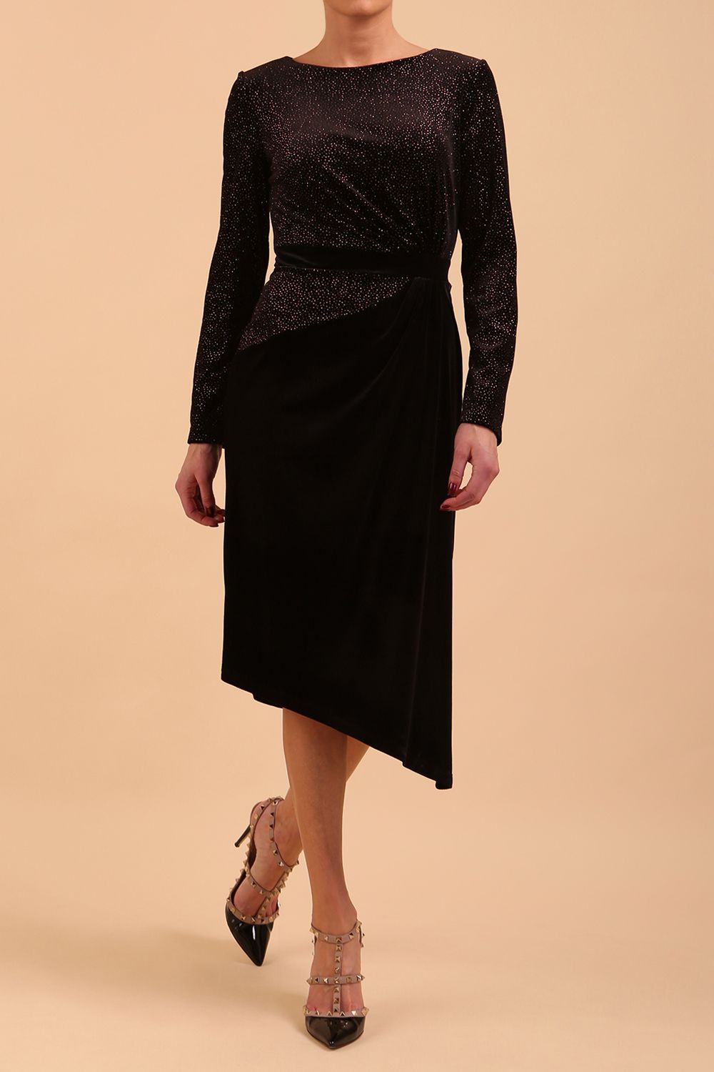 Eisinor Asymmetric Glitter Velvet Dress – Diva Catwalk, image 5
