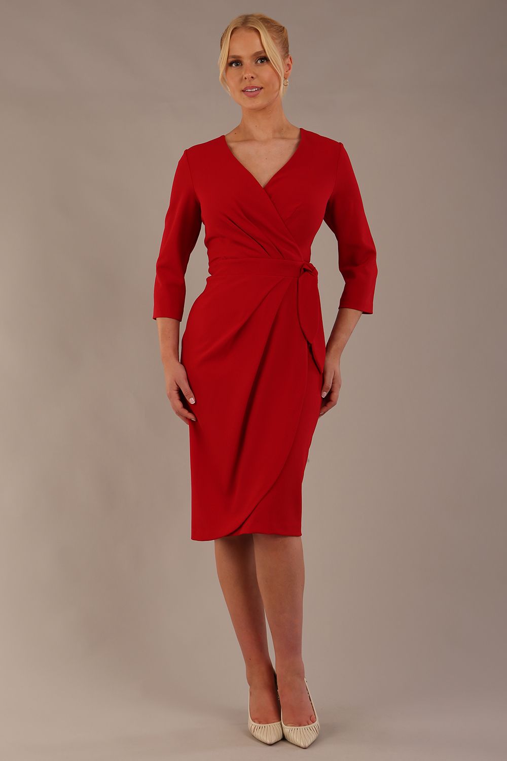 Elan Tie Tulip Dress in Scarlet Red – Diva Catwalk, image 1