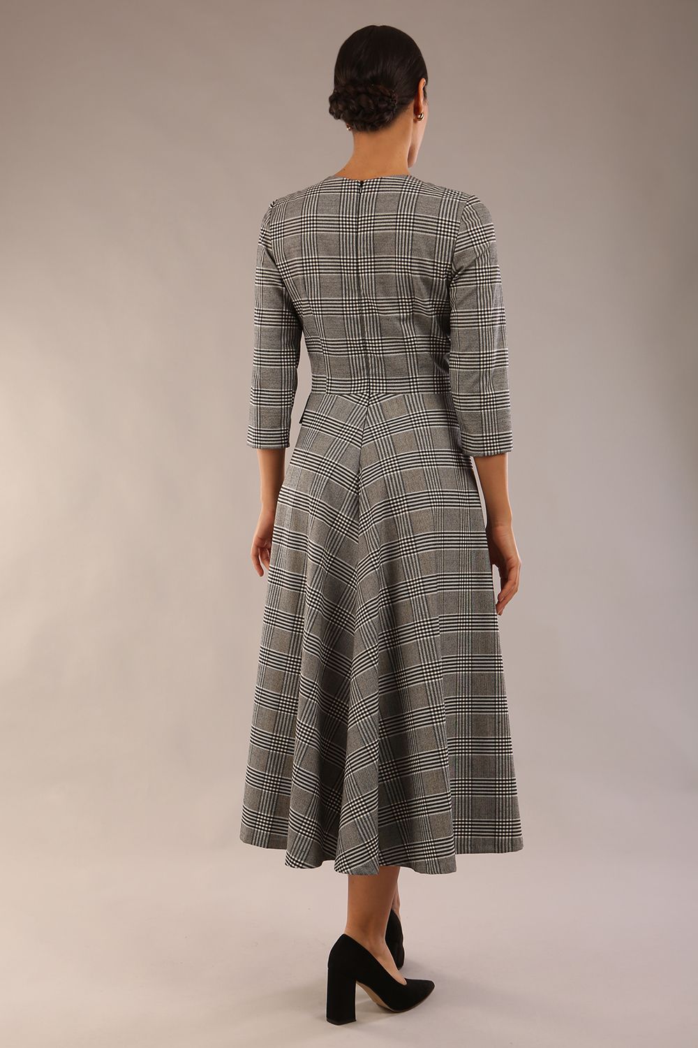 Elanore Soft-Touch Check A-Line Dress – Diva Catwalk, image 2