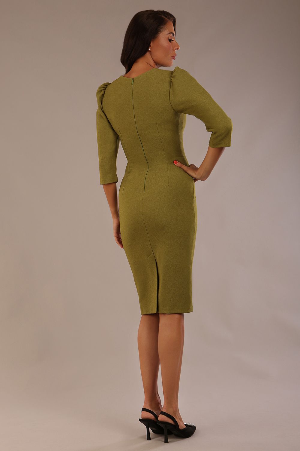 Ethan V-Neck Sleeved Pencil Dress – Diva Catwalk, image 5