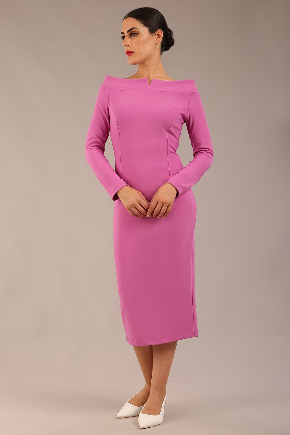 Faye Off Shoulder Long Sleeve Midi Dress – Diva Catwalk, image 6