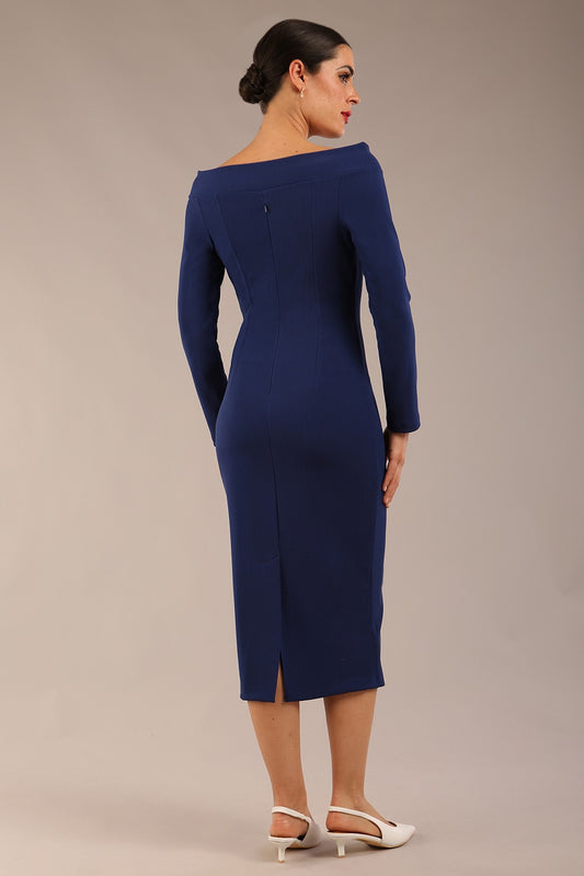 Faye Off Shoulder Long Sleeve Midi Dress 