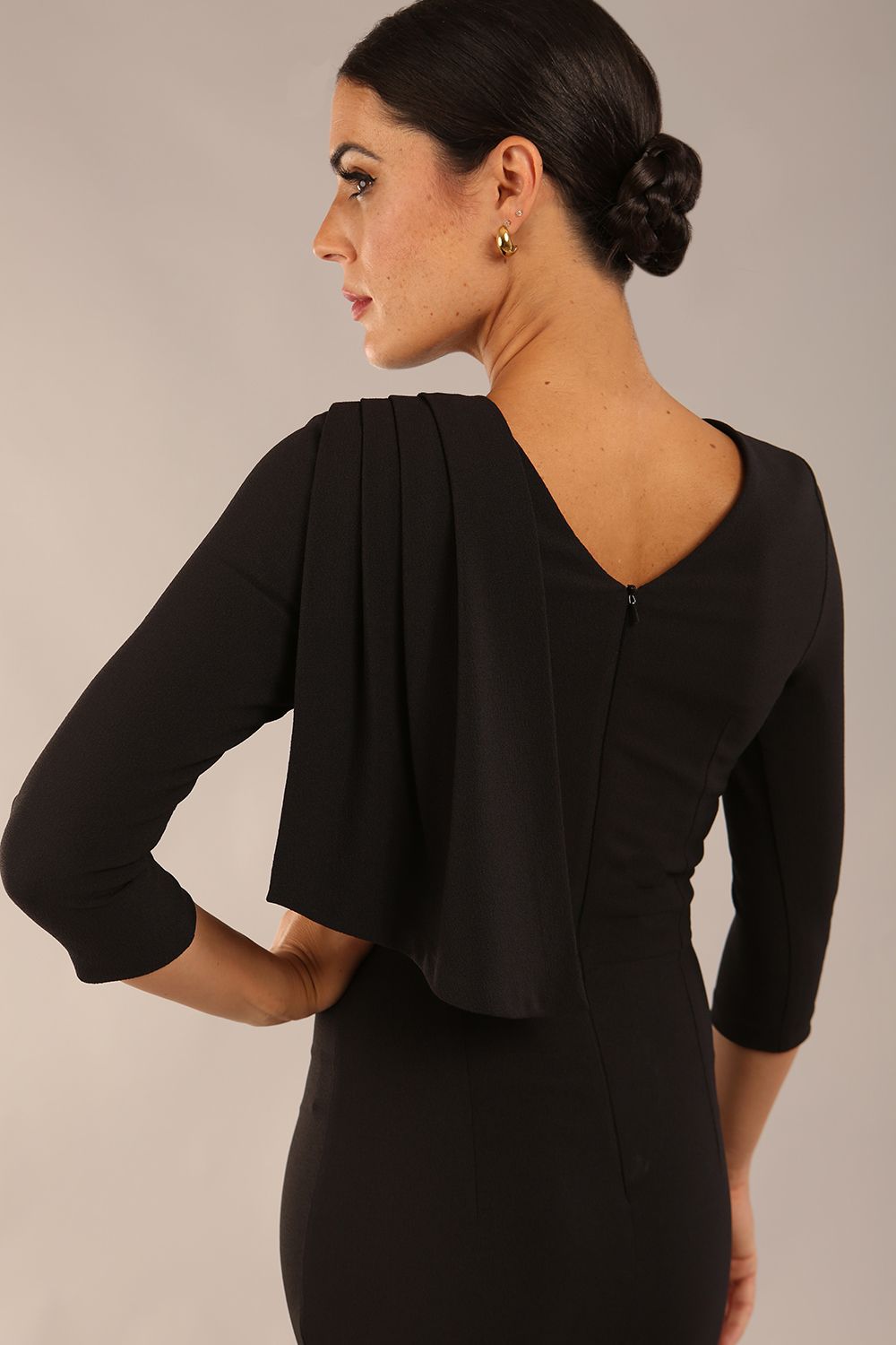 Frieth Gathered Shoulder Dress in Black – Diva Catwalk, image 8