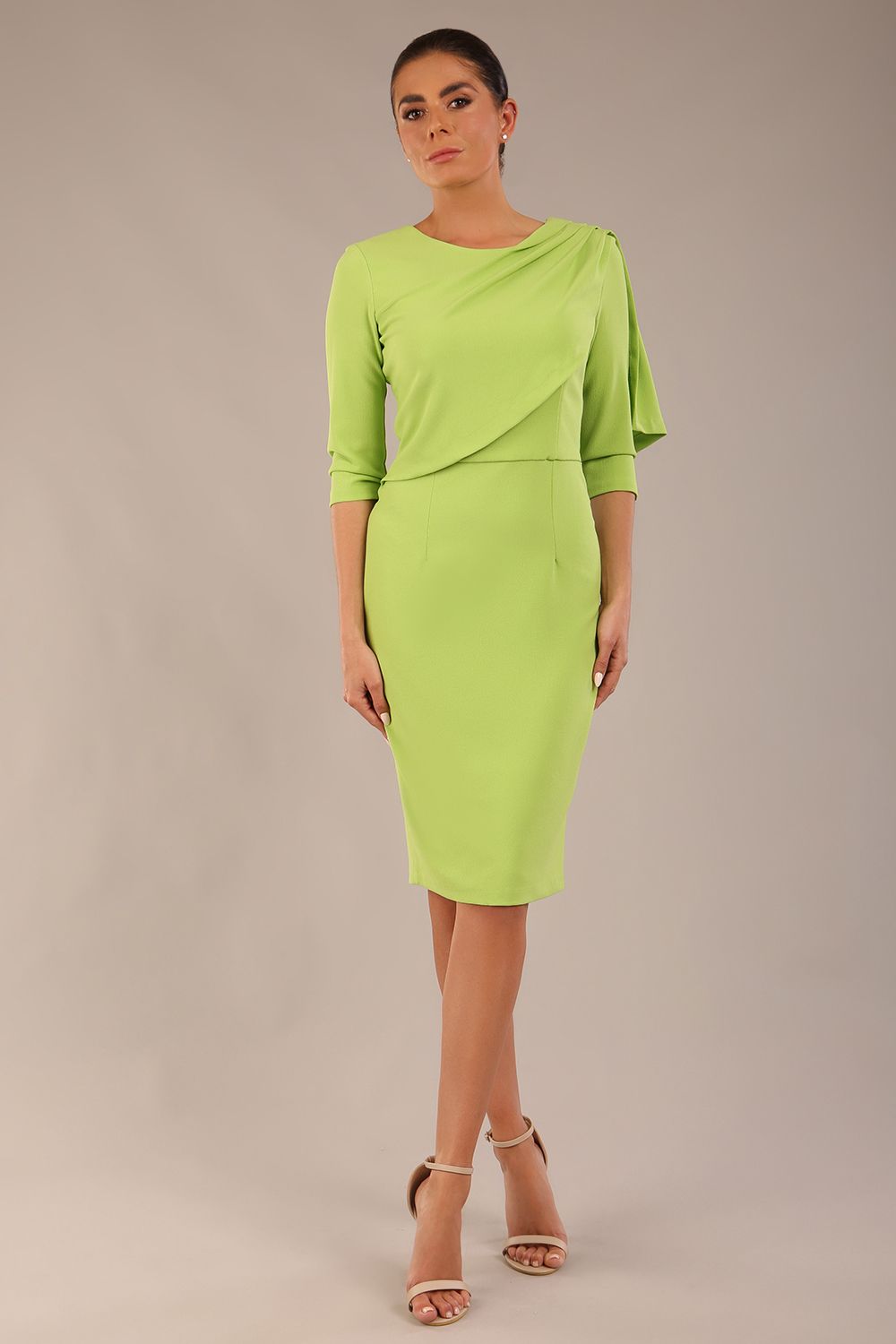 Frieth Gathered Shoulder Dress in Paradise Green – Diva Catwalk, image 9