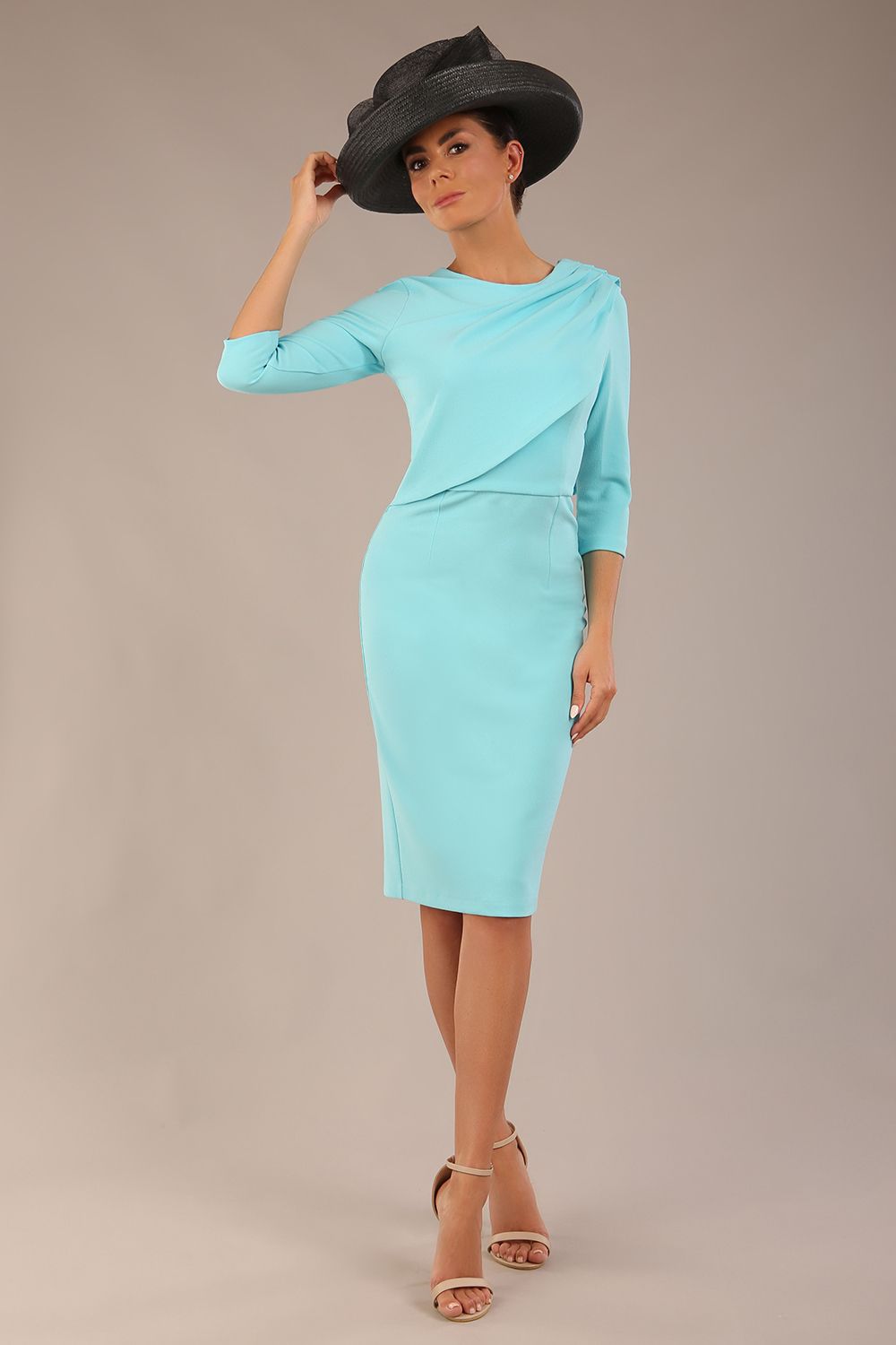 Frieth Gathered Shoulder Dress in Turquoise – Diva Catwalk, image 23