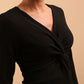 Gately Long Sleeve Twisted Low V-Neck Pencil Dress 