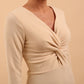 Gately Long Sleeve Twisted Low V-Neck Pencil Dress 