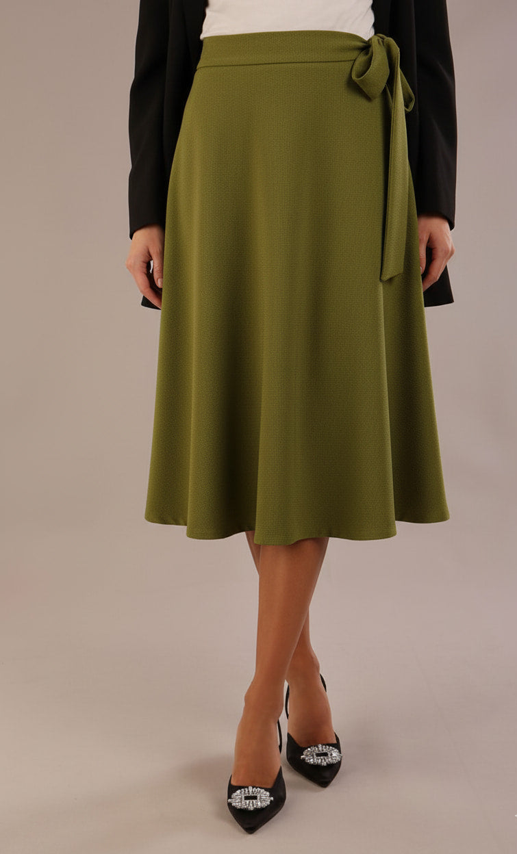 Harlow A-Line Tie-Waist Midi Skirt in Oasis Green – Diva Catwalk, image 5