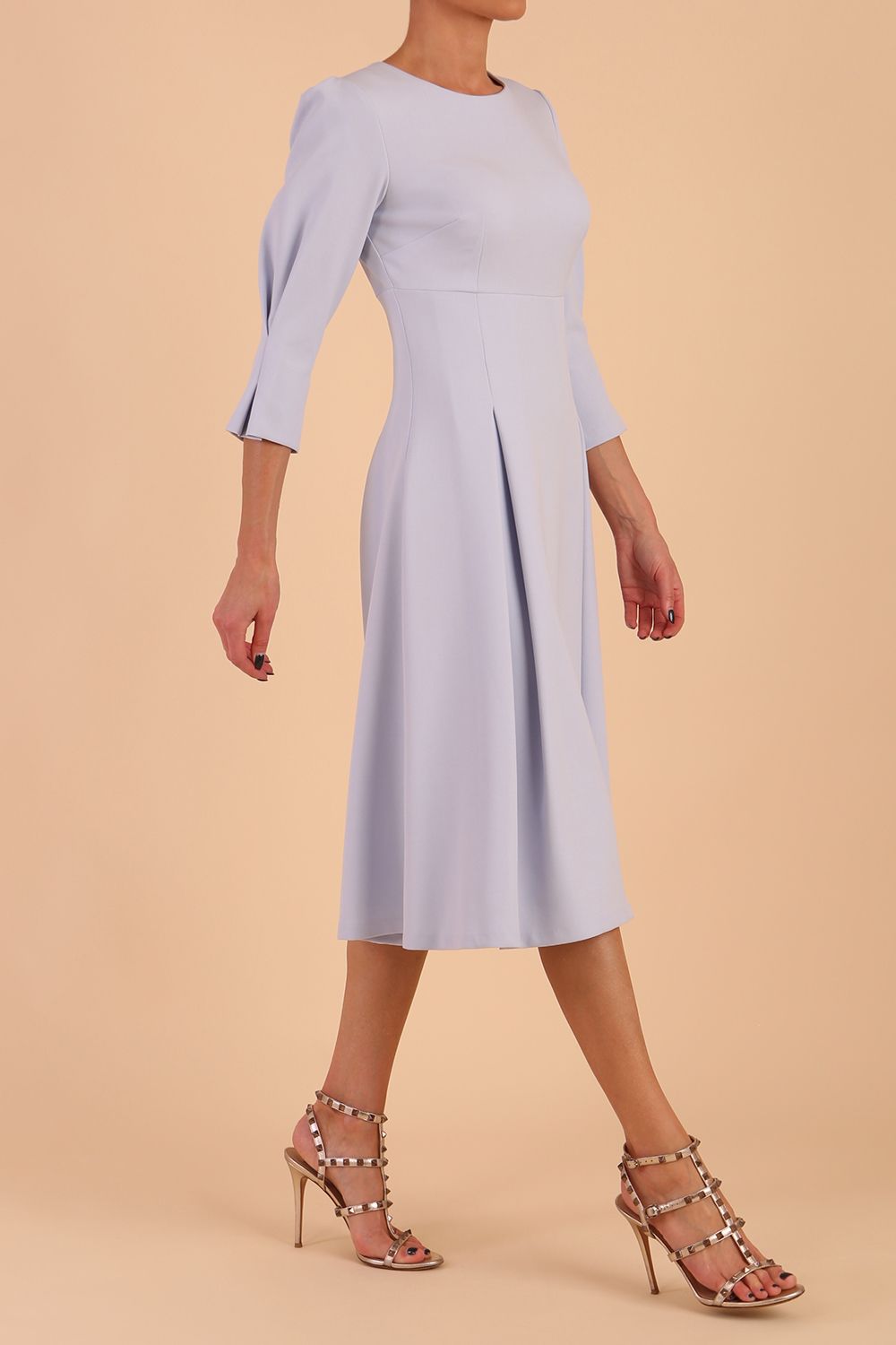 Harpsden Sleeved A-line Dress in Celestial Blue – Diva Catwalk, image 8