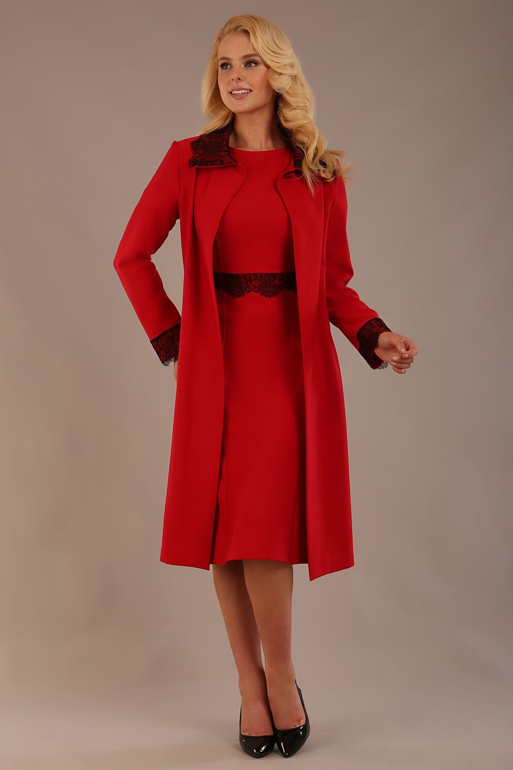 Haven Lace Trim Midi Coat 