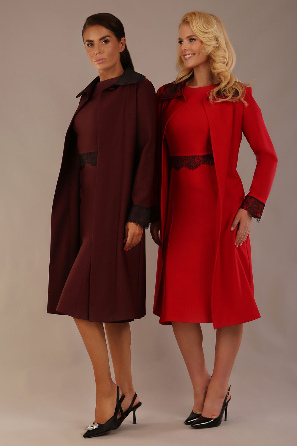 Haven Lace Trim Midi Coat 