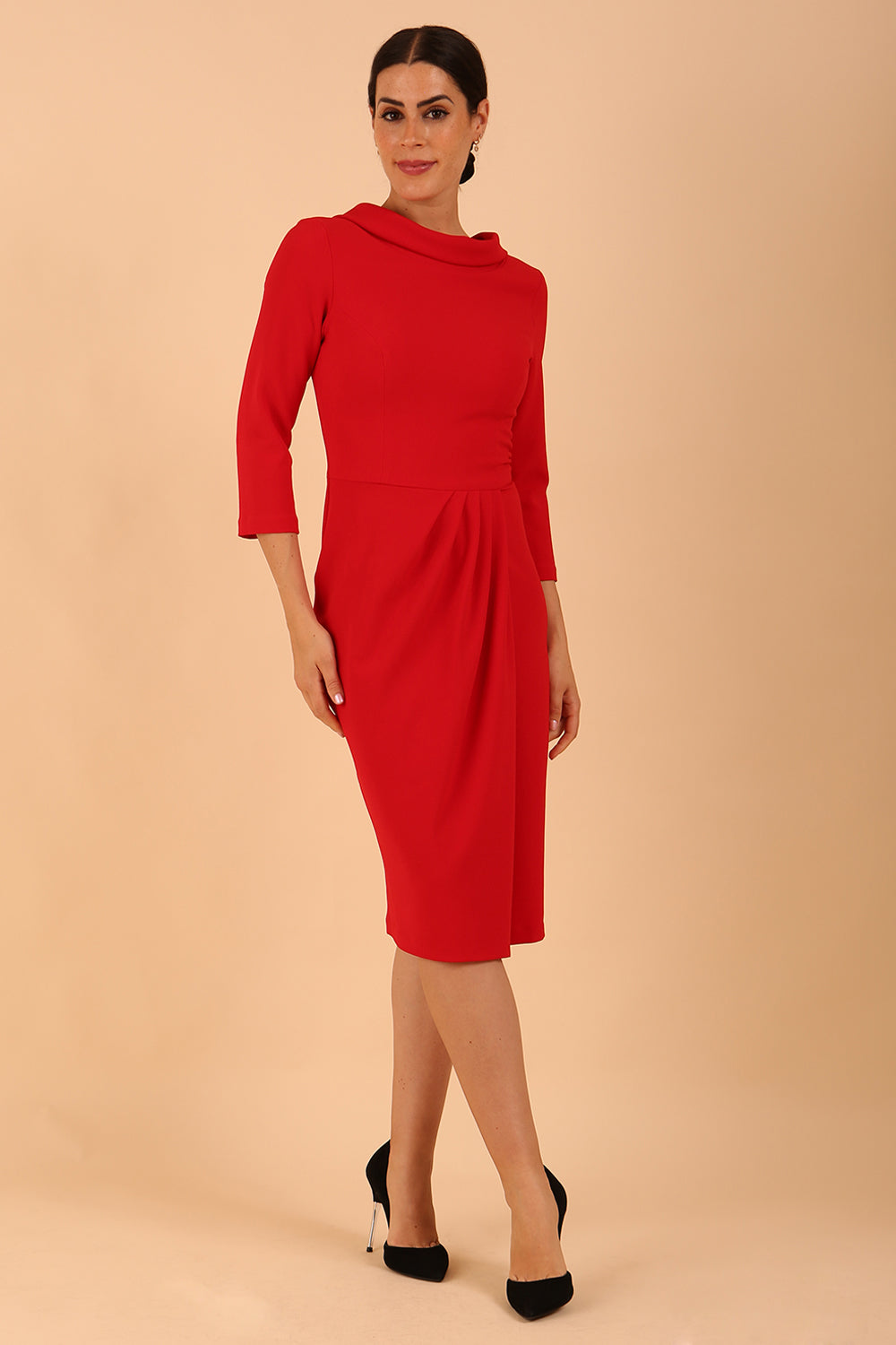 Hazel Rounded Collar Detail Pencil Dress 
