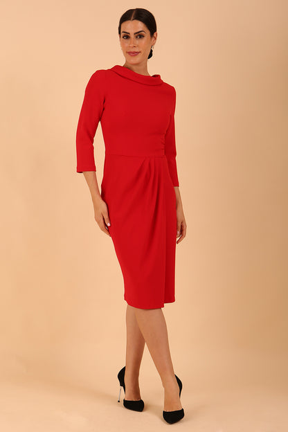 Hazel Rounded Collar Detail Pencil Dress 