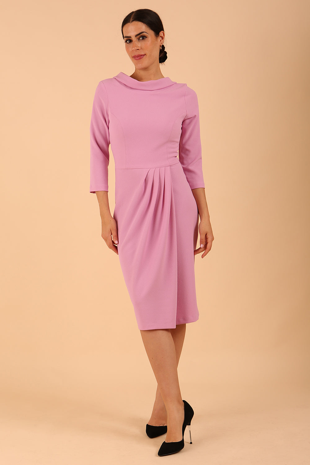 Hazel Rounded Collar Detail Pencil Dress – Diva Catwalk, image 1