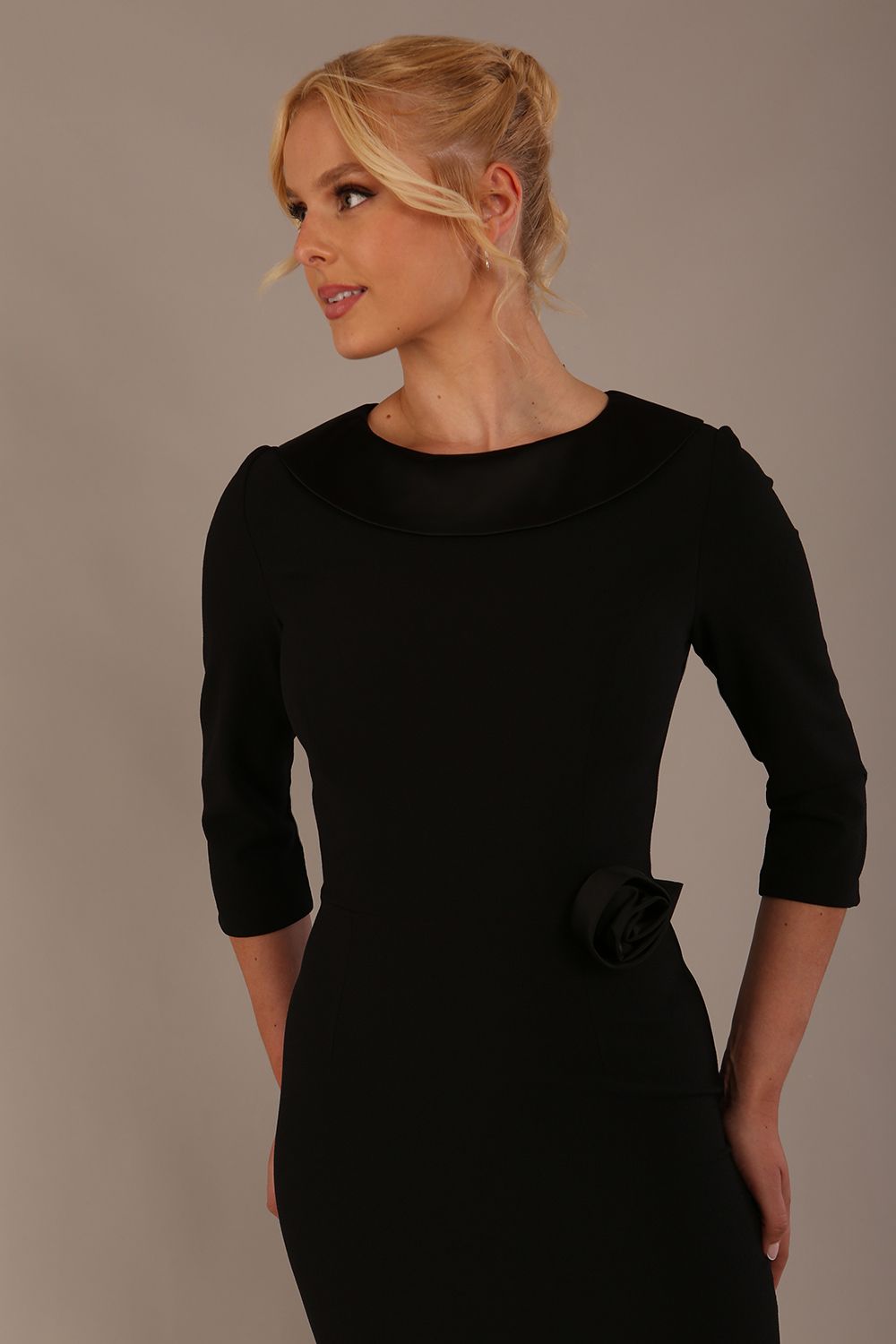 Heathcote Floral Detail Pencil Dress in Black – Diva Catwalk, image 4