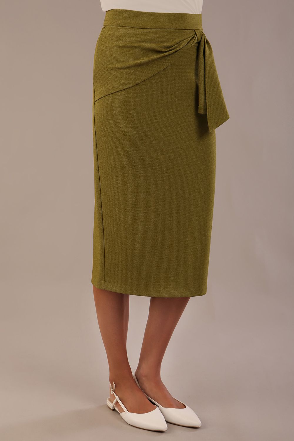 Hedy Pencil Skirt with Draped Front – Diva Catwalk, image 4