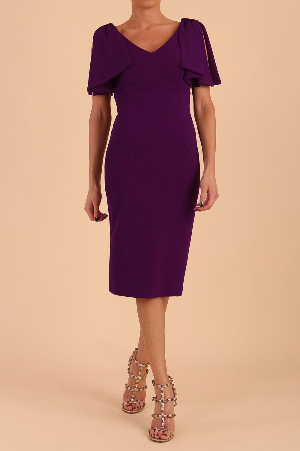 Hermione Sleeveless Pencil Skirt Dress in Deep Purple – Diva Catwalk, image 24