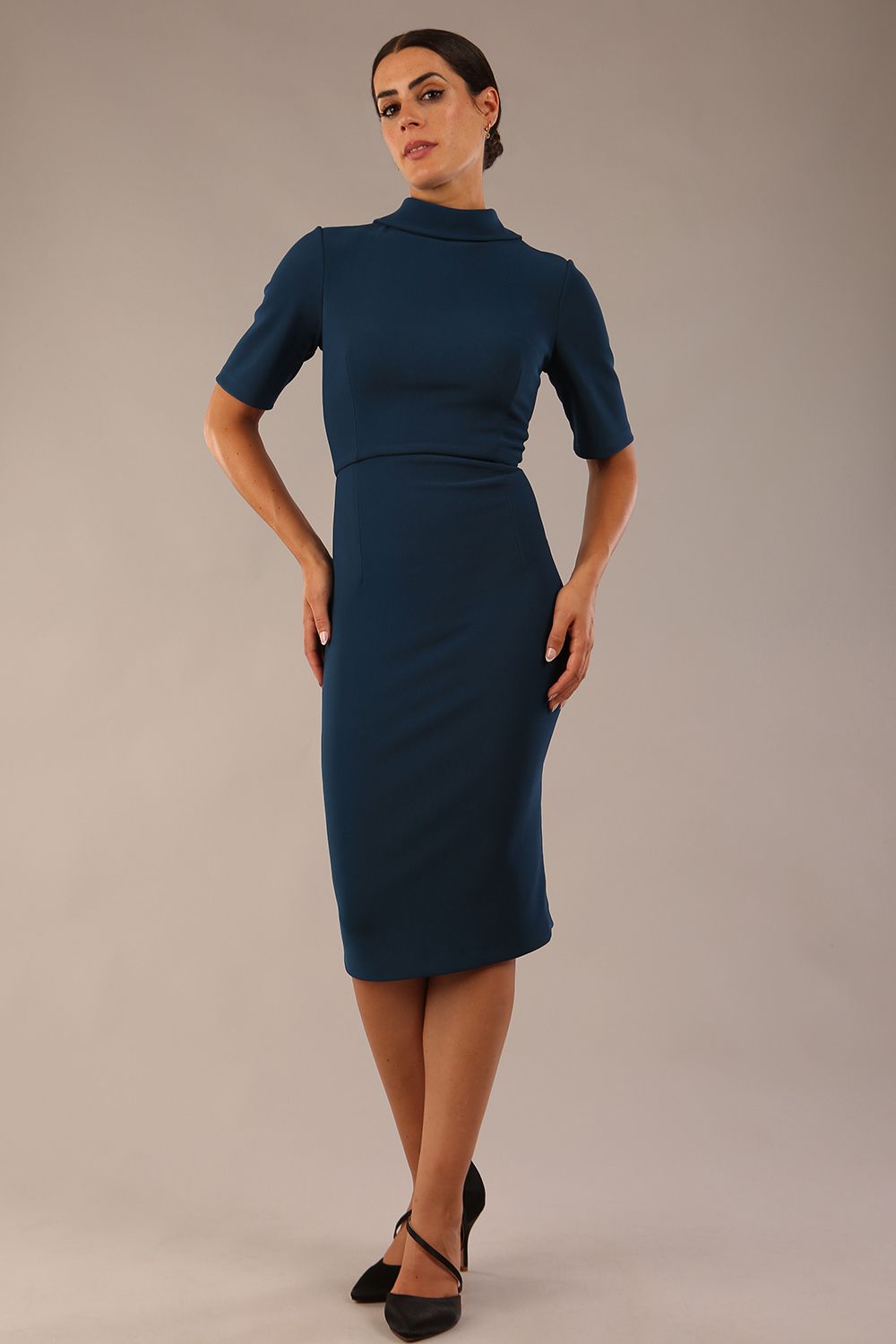 Highmoor Short Sleeved Pencil Dress in Teal – Diva Catwalk, image 30