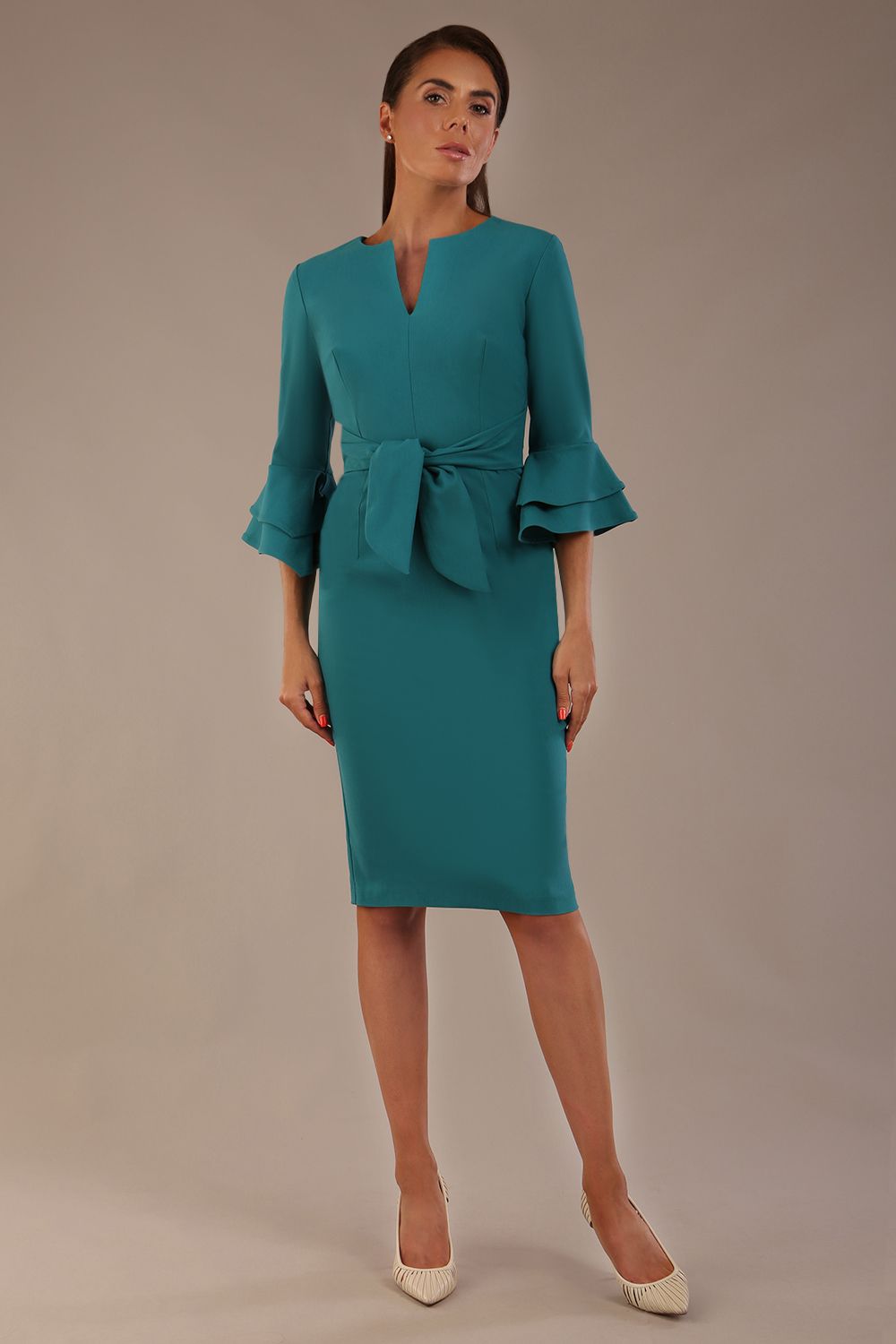 Hobson ruffled sleeves Pencil Dress – Diva Catwalk, image 4