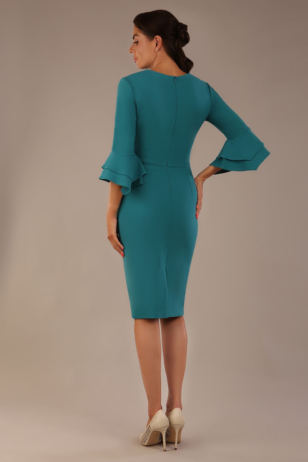 Hobson ruffled sleeves Pencil Dress – Diva Catwalk, image 2