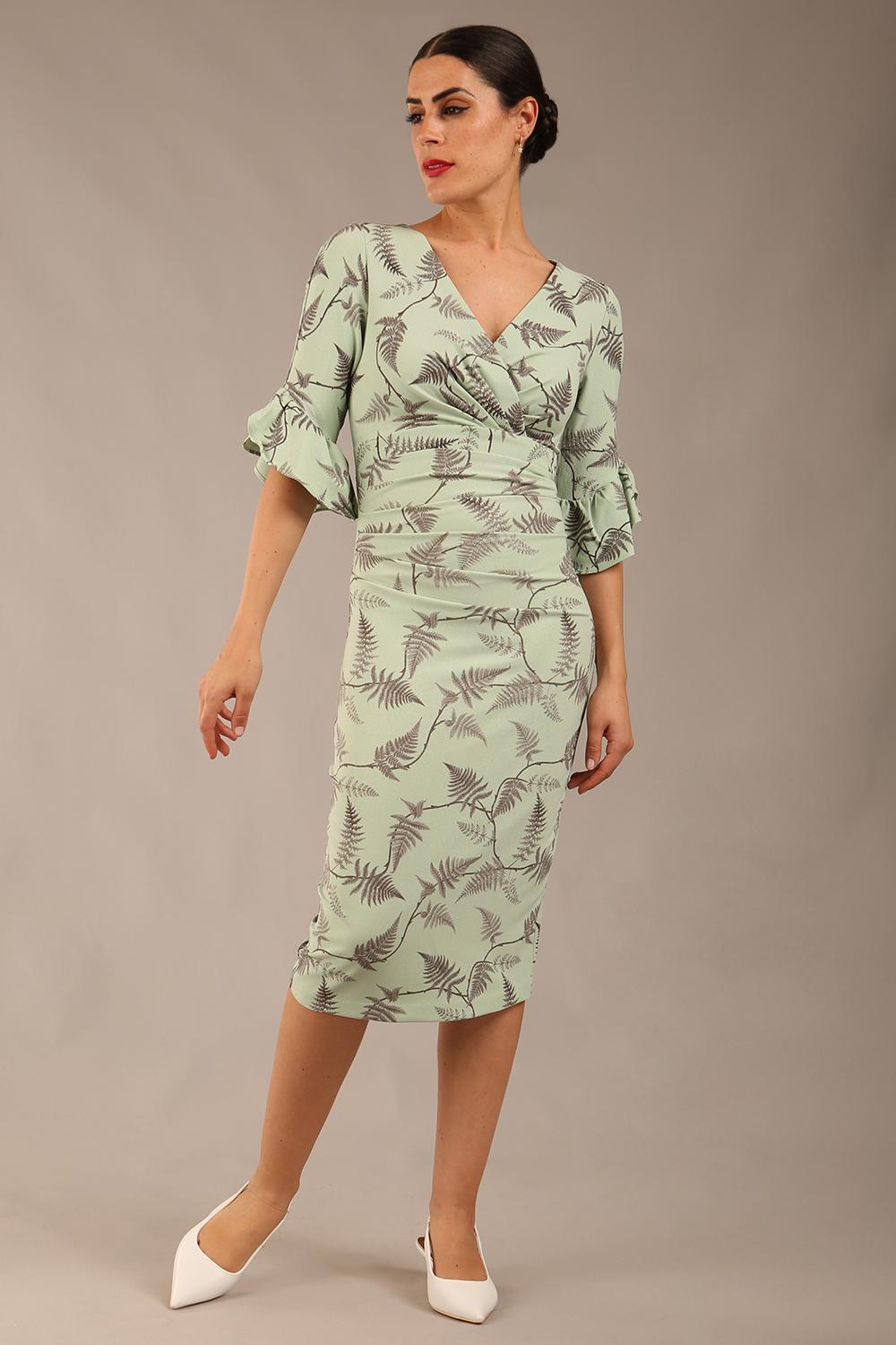Hollie Print Dress in Deco Green Fern – Diva Catwalk, image 4