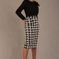 Houndstooth Print Pencil Skirt 