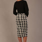 Houndstooth Print Pencil Skirt 