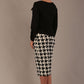 Houndstooth Print Pencil Skirt 