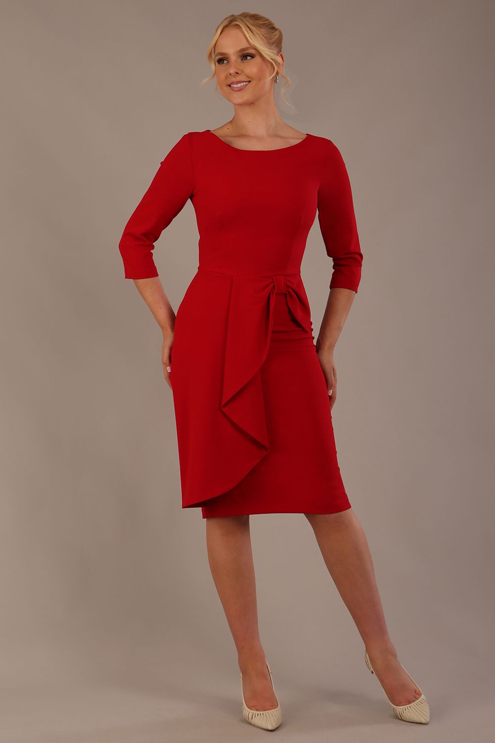 Jacky Pencil Dress in Scarlet Red – Diva Catwalk, image 4